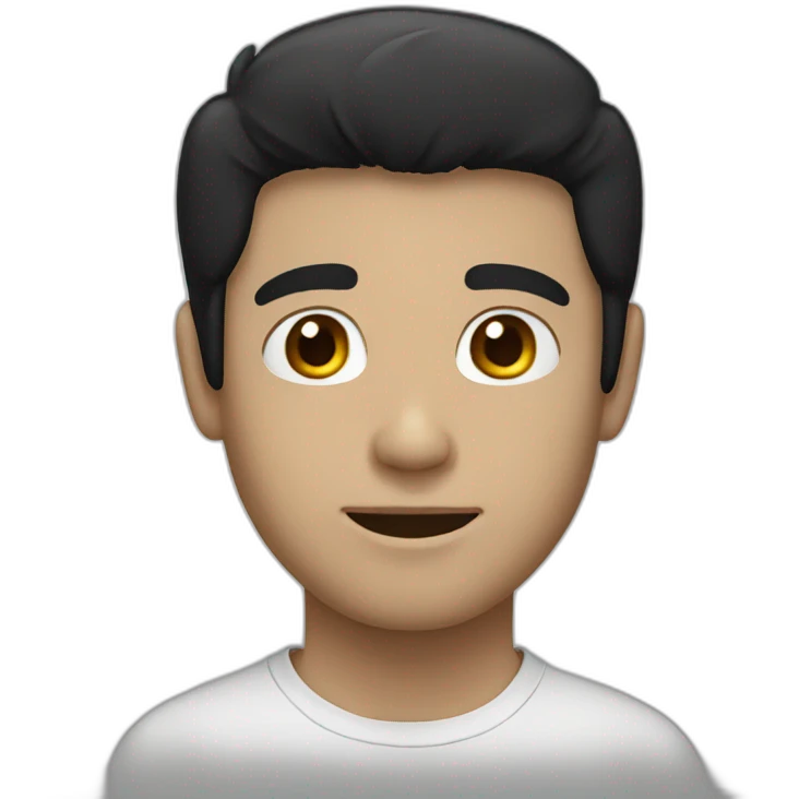 guy with black hair white face emoji