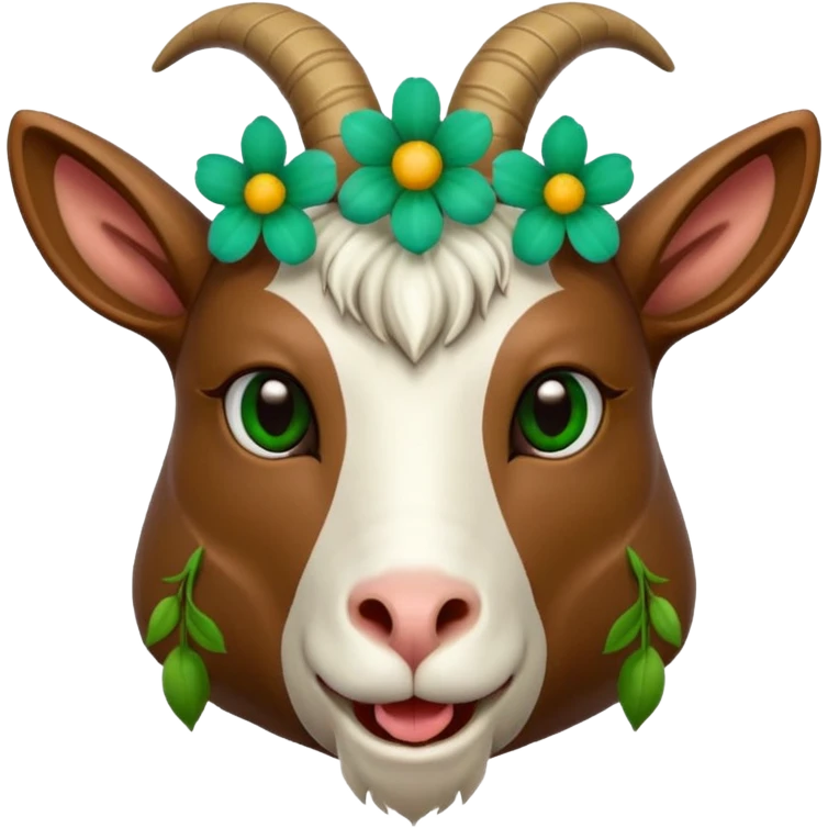 Keçi kafası agzında çicek emoji