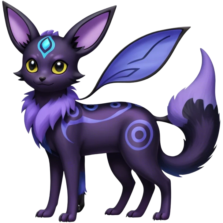 Noibat-Umbreon-Espeon-hybrid, full body, intricate markings emoji