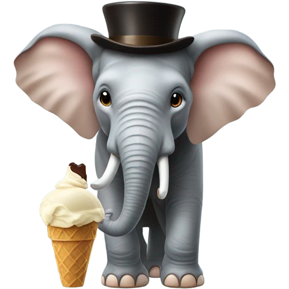 elephant with a monocle eating chocolate ice cream with a moustache  emoji