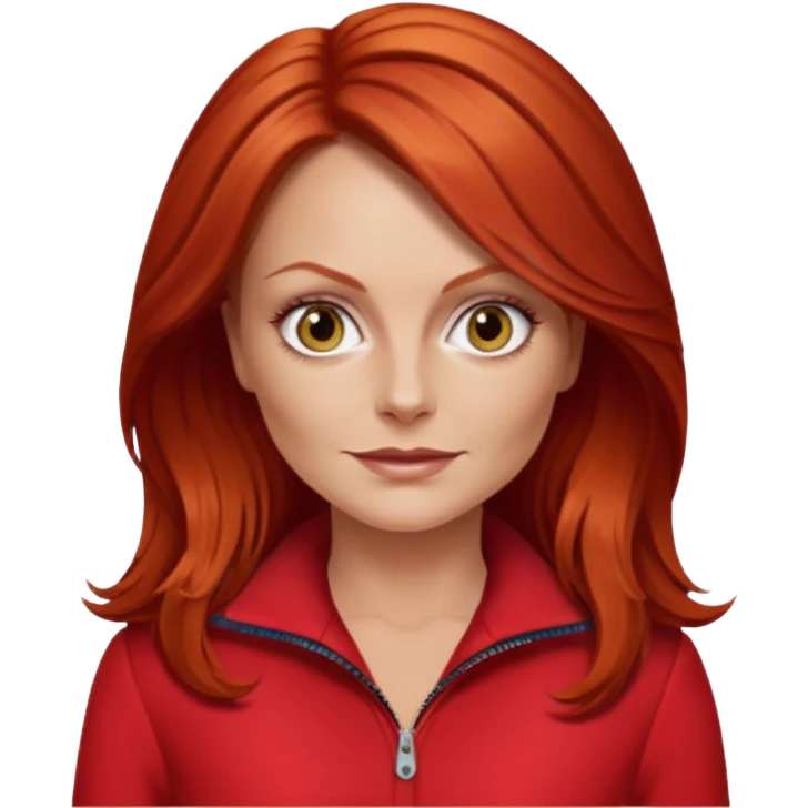 Geri Halliwell with red hair and red outfit emoji