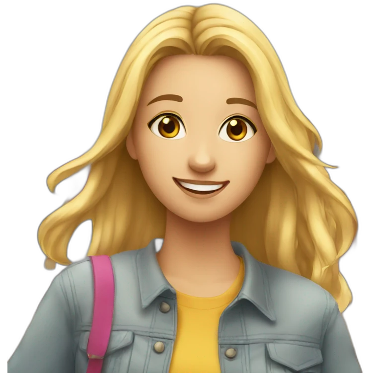 A girl having fun with friends in university  emoji