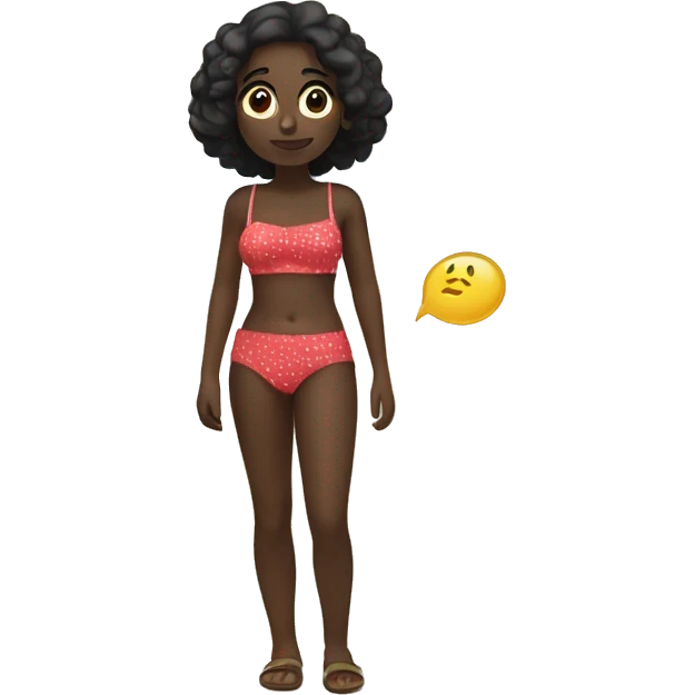 I want a small girl with dark hair on a beach with a text bubble saying I’m on holiday no matter what’s going on! emoji