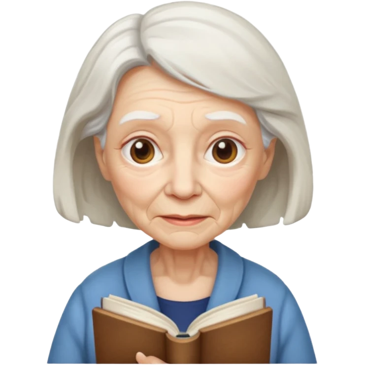 elderly female holding book emoji
