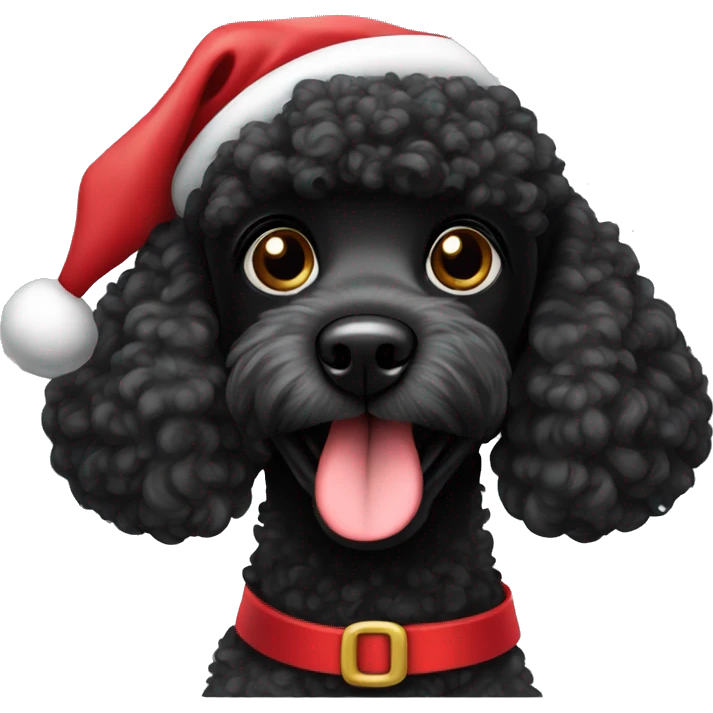 Black poodle dog with Santa hat emoji