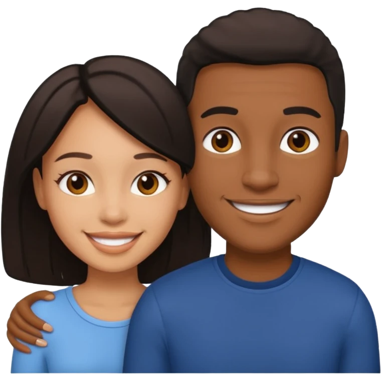 Ebony couple, light skin female brown skin male emoji