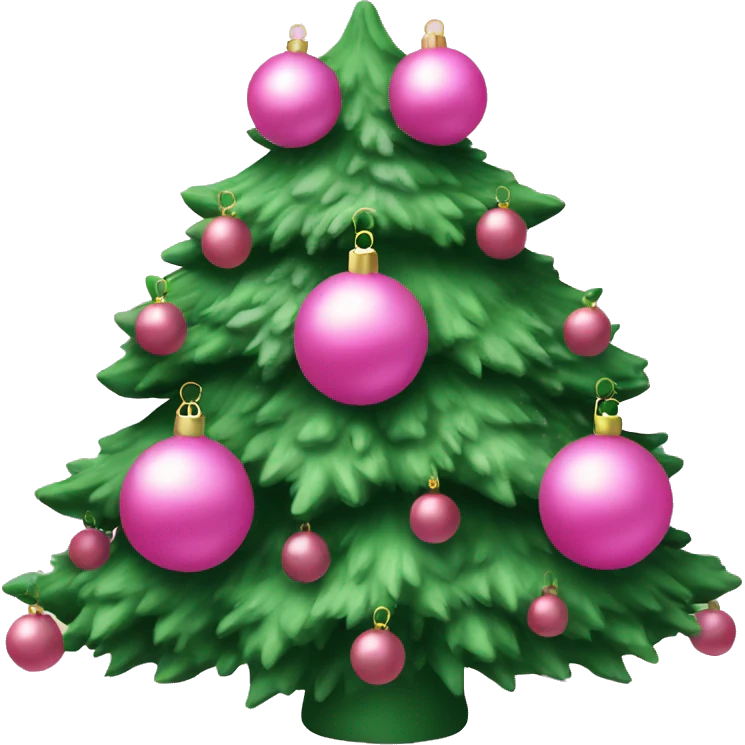 Green Christmas tree with pink ornaments ￼ emoji