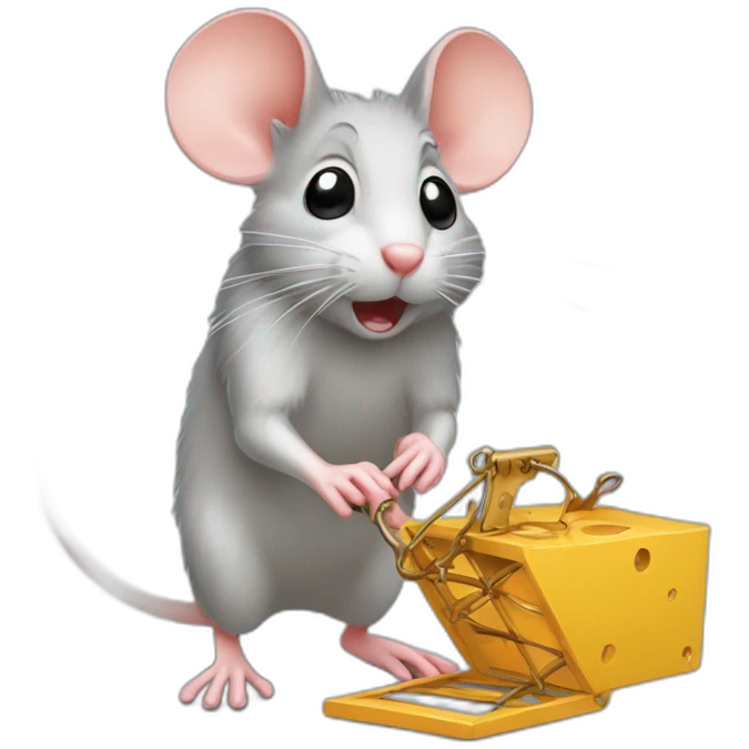 a mouse captured by a mouse trap emoji