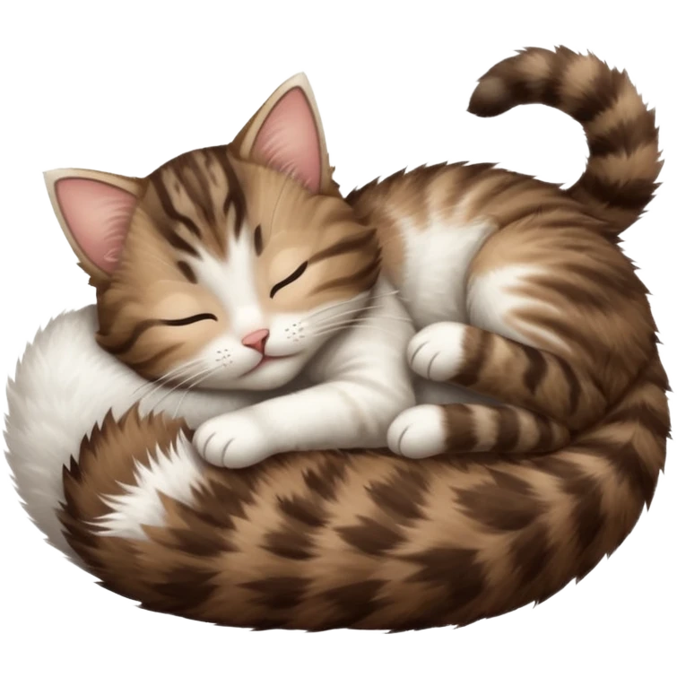 dark brown tabby and white kitten sleeping upside down on its back emoji
