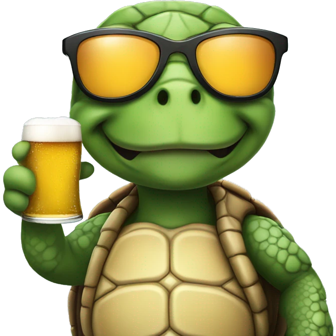 Turtle wearing sunglasses drinking beer giving peace sign! emoji
