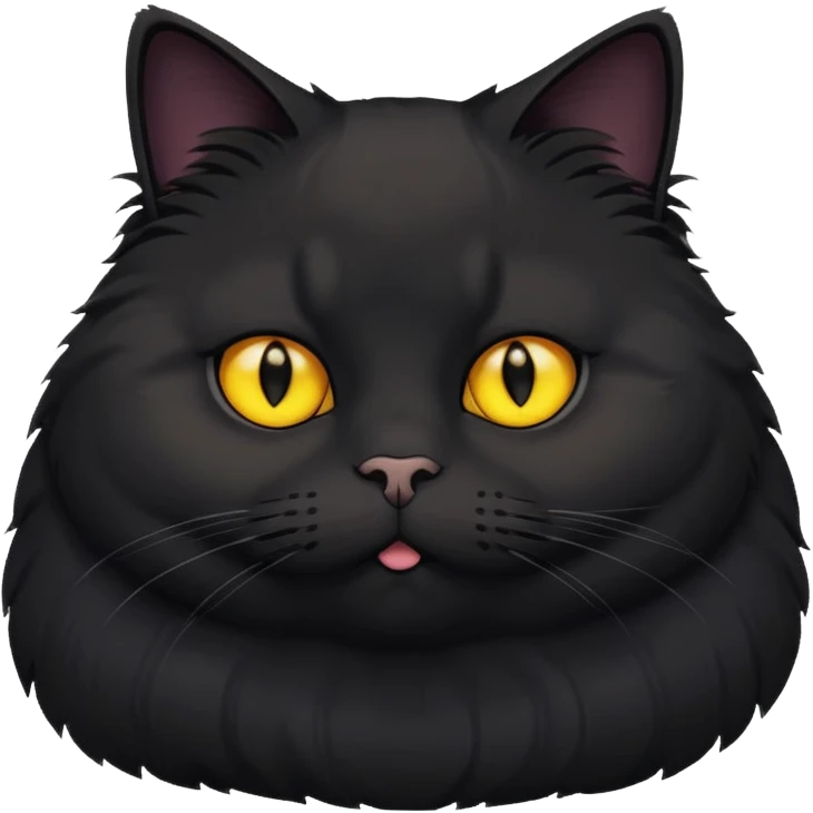 A fat cat black with yellow eyes emoji