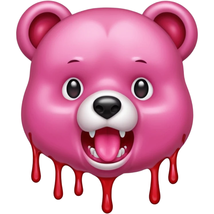 Pink Gloomybear blood dripping from mouth emoji
