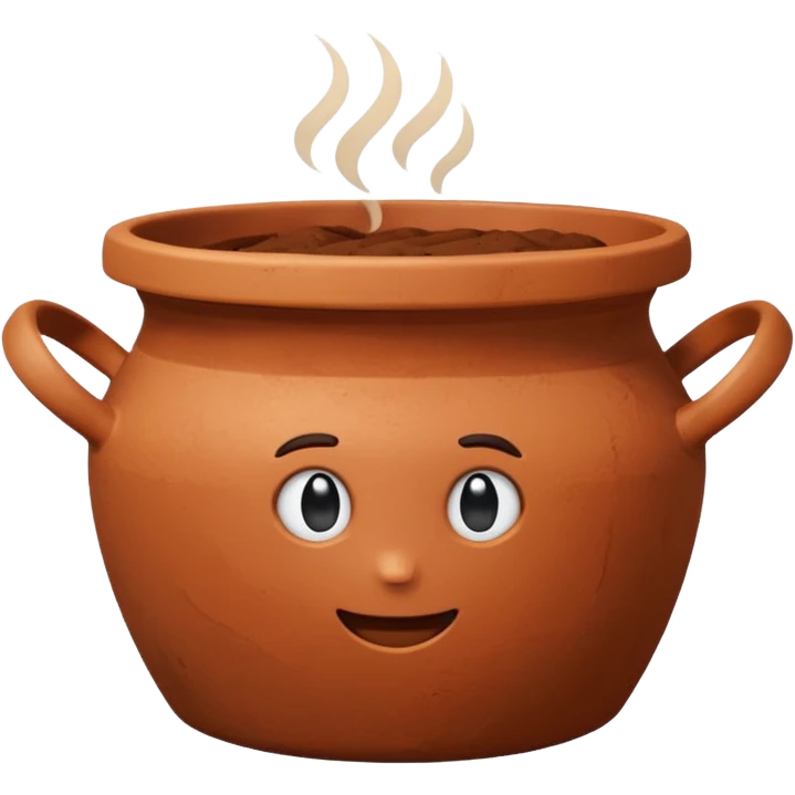upward-down top view of a clay pot with a lid, emoji style emoji