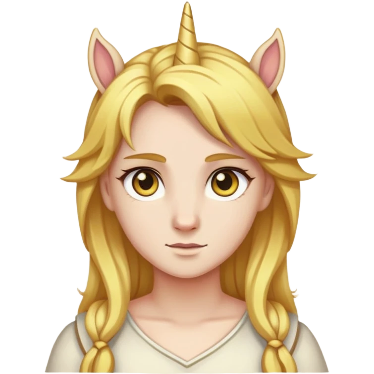yellowish alicorn, golden eyes, straw-colored hair, haughty gaze emoji