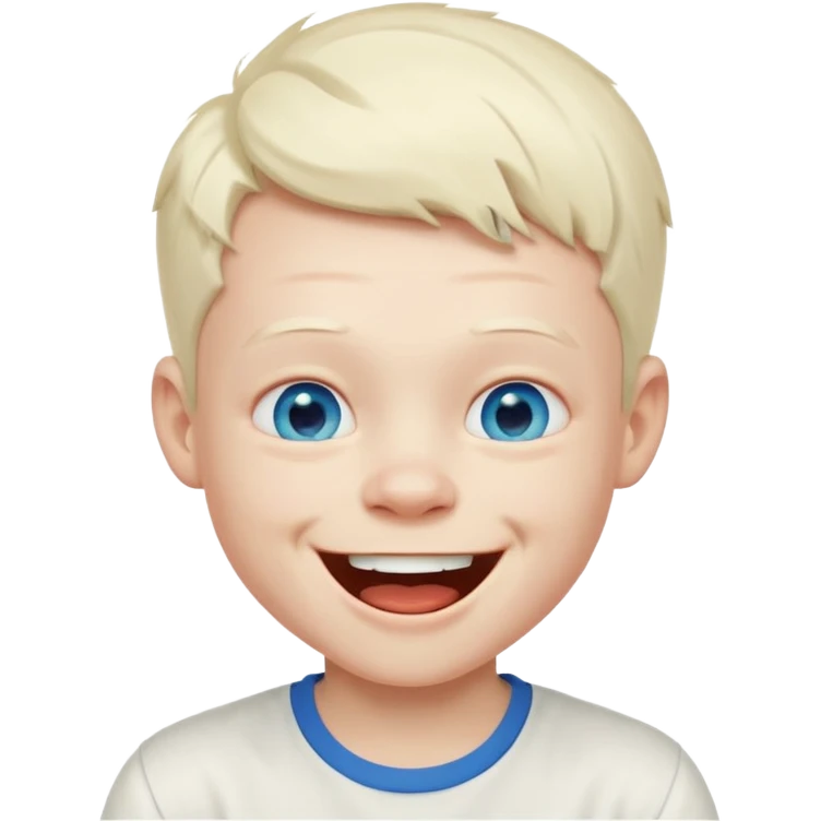 albino boy laughing white shirt emoji