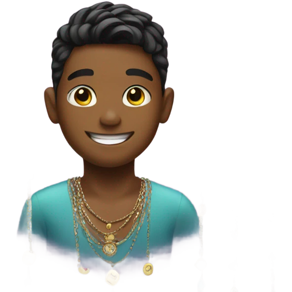 smiling boy with jewelry indoors emoji