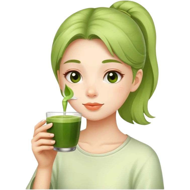 Girl drinking matcha  emoji