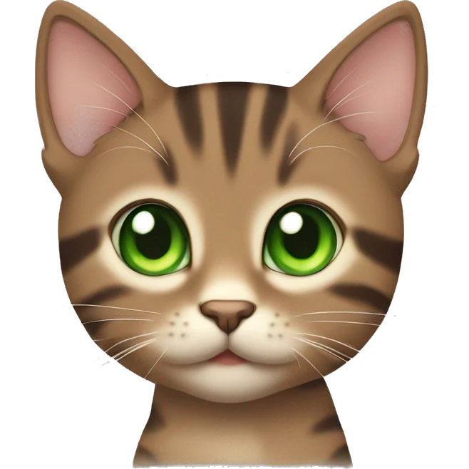 kawaii brown tabby kitten with green eyes emoji