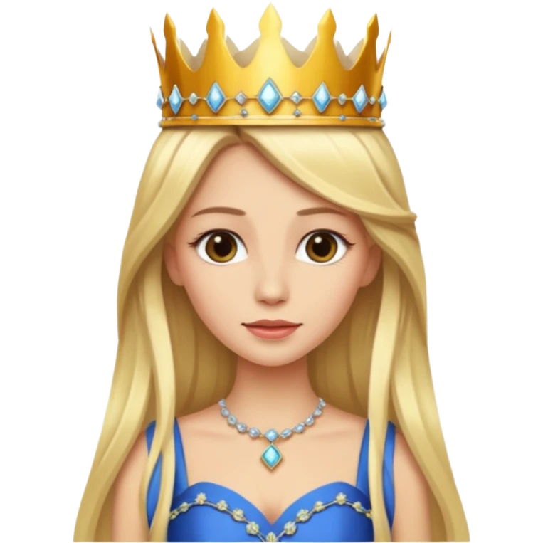 Blonde long hair queen with crown and luxury dress emoji