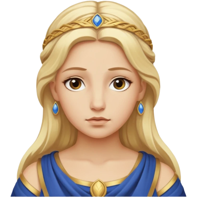 Metis The blonde pre-Olympian goddess of wisdom, counsel, and deep thought. She was the first wife and advisor of Zeus and the mother of Athena, the later goddess of wisdom. Her name connoted "cunning intelligence," a quality highly valued in Greek heroes like Odysseus. 
 emoji