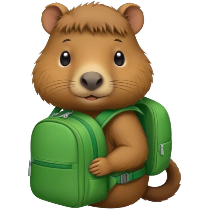 baby capybara wear green backpack emoji