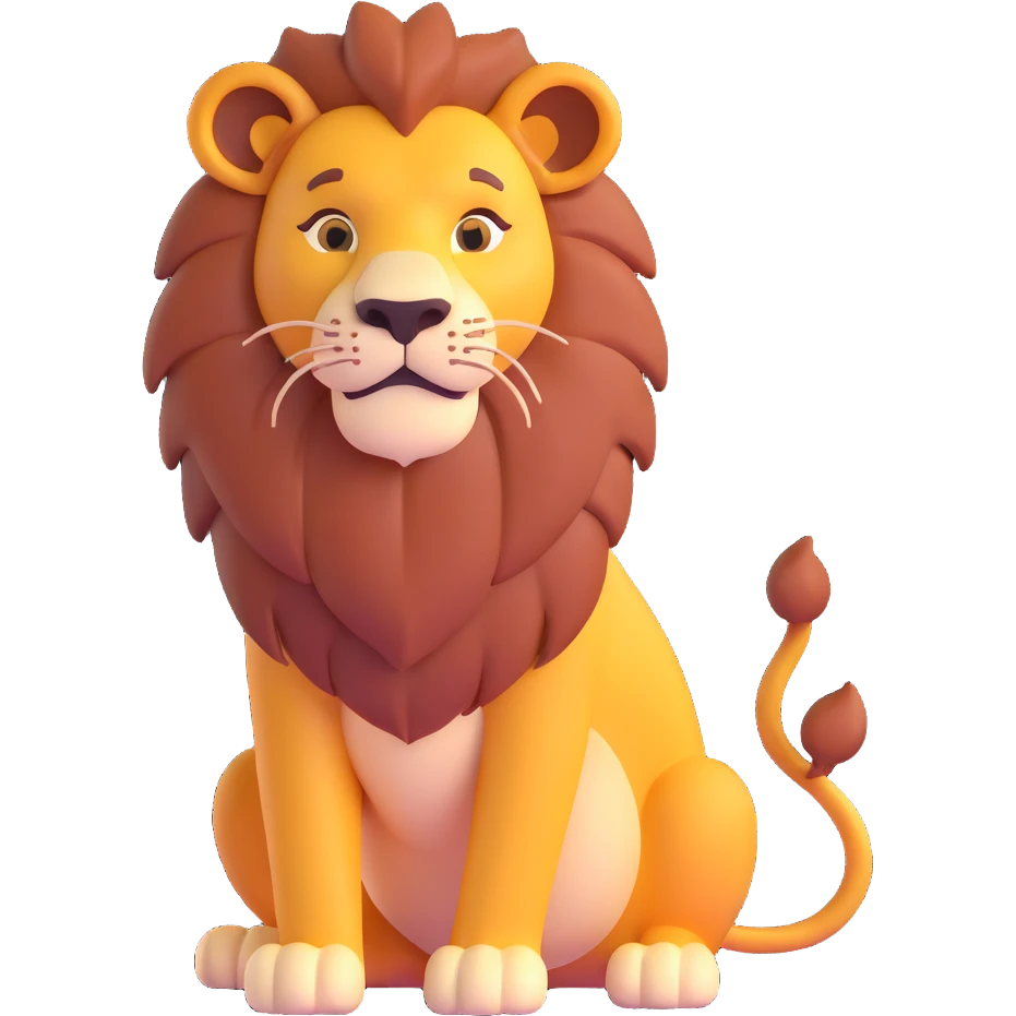A lion in the style of Microsoft 3D emojis. emoji