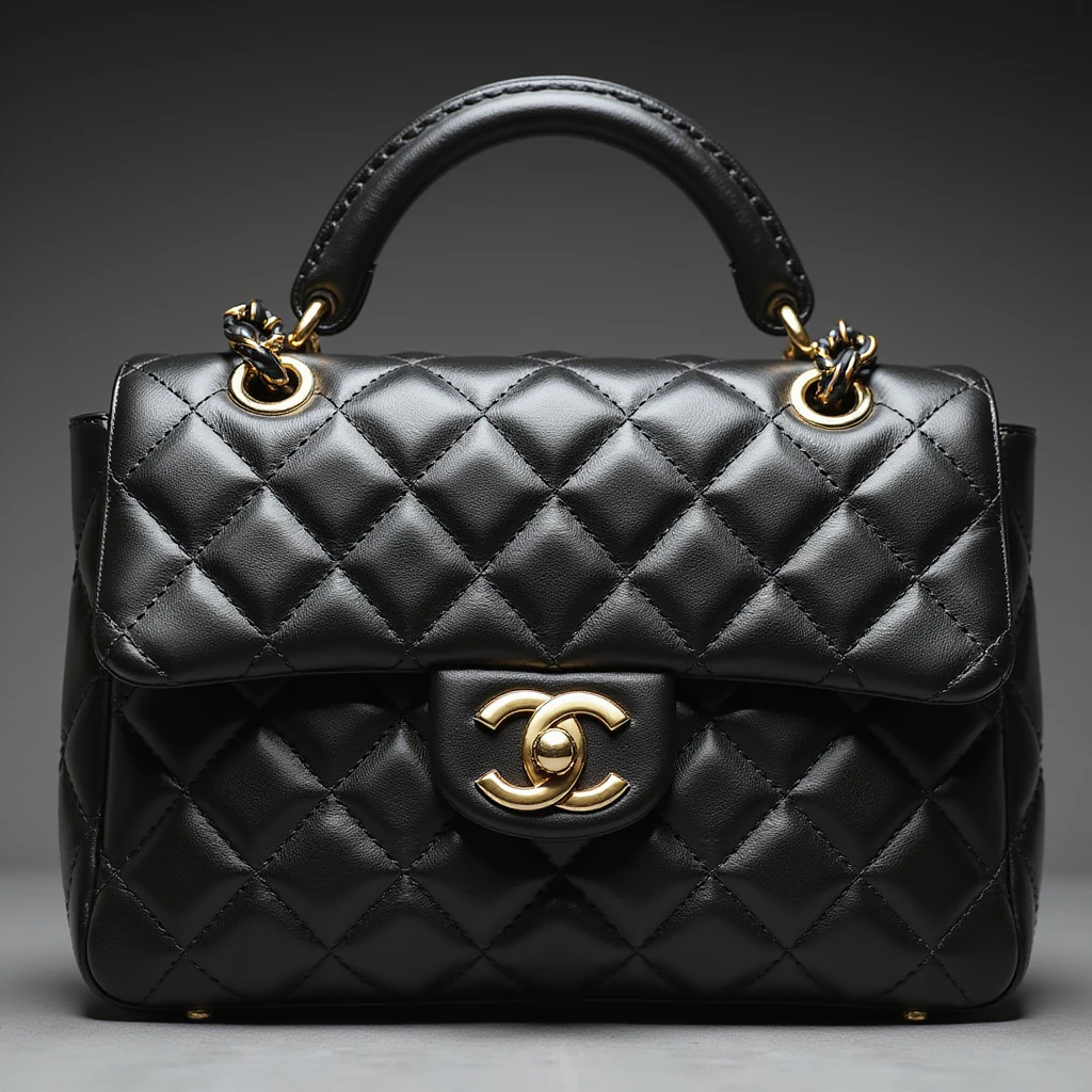 realistic Chanel handbag, leather texture, photorealistic style emoji