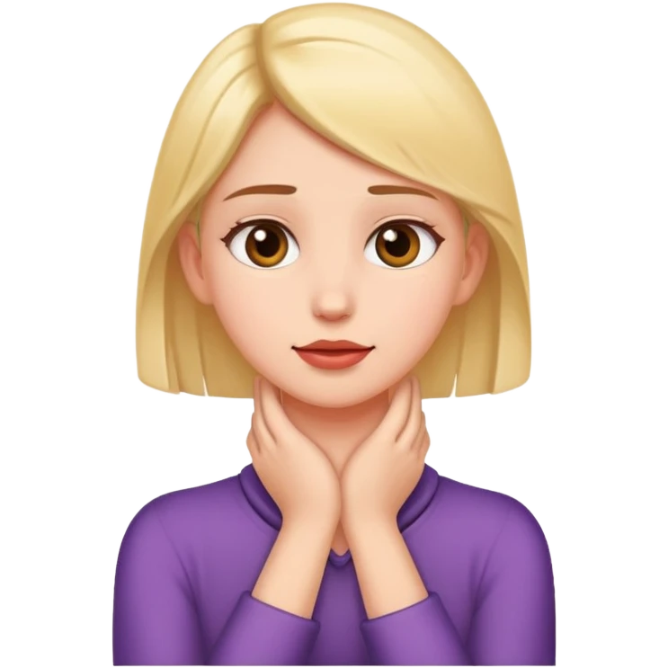 Girl holding her hands on her neck  emoji
