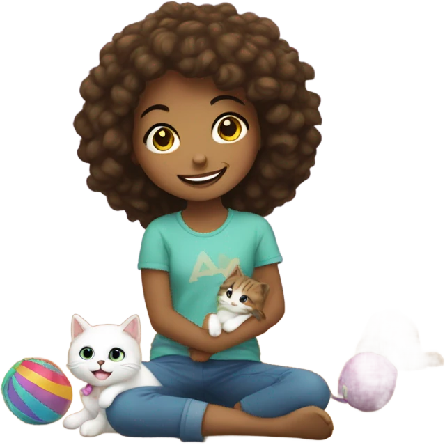 girl playing with cat emoji