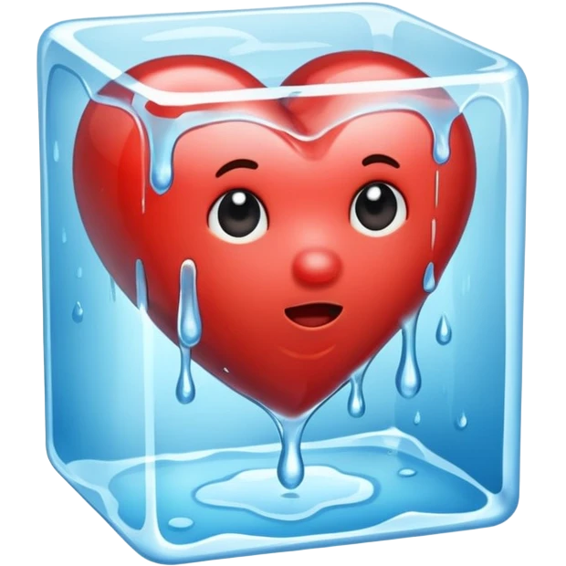 a heart melting an ice cube emoji