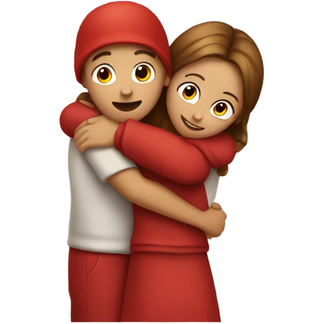 red guy and girl hugging each other back view emoji