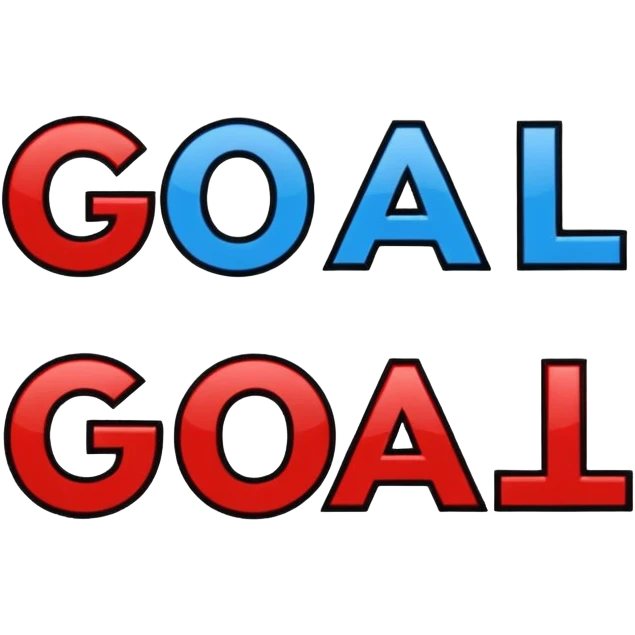 Word “Goal” sign comic style blue (#00A3E0) and red (#F9423A)  emoji