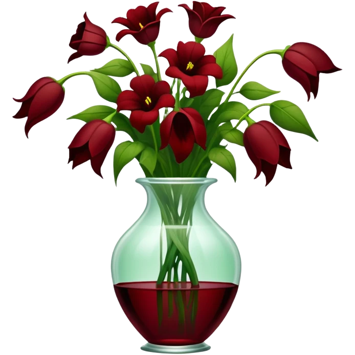 completely wilted flowers all drooping over the edges of a vase, every flower hanging down emoji