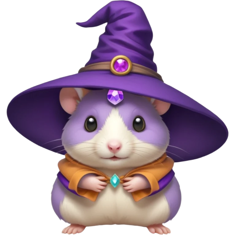 cute hamster wearing a purple witch hat emoji