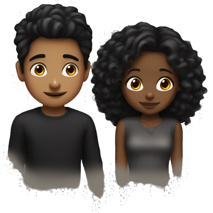 dark hair boy and black girl kissed emoji