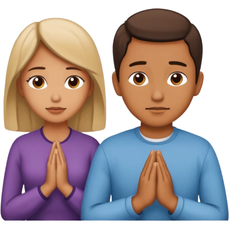 A woman praying with a man behind her  emoji