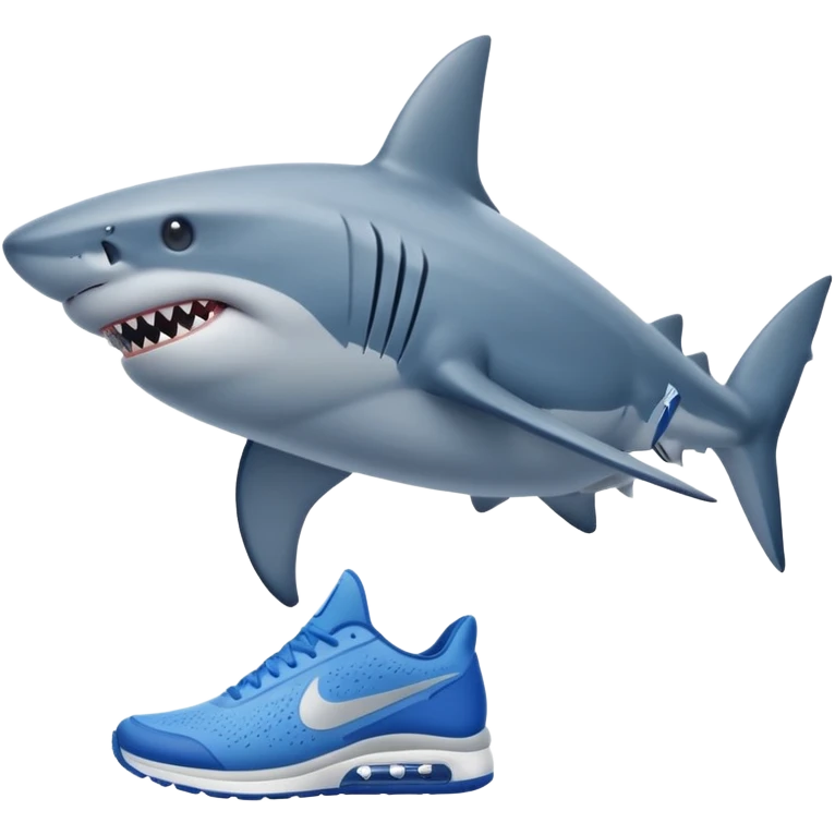 Shark with three legs wearing blue Nike shoes emoji