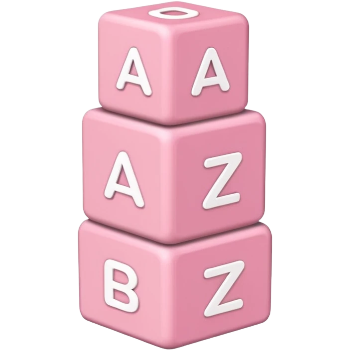 Light pink and white toy alphabet blocks stacked emoji