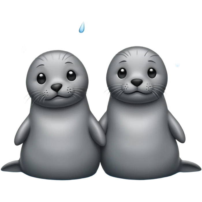 Two seals in the rain emoji