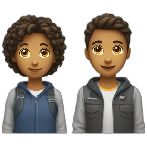 2 adolescents qui font équipe emoji