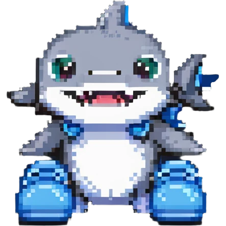 adorable small shark with blue shoes emoji