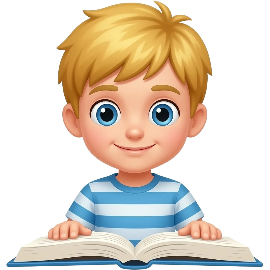 blonde boy reading emoji