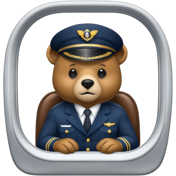 Bear sitting in airplane viewed from the outside emoji