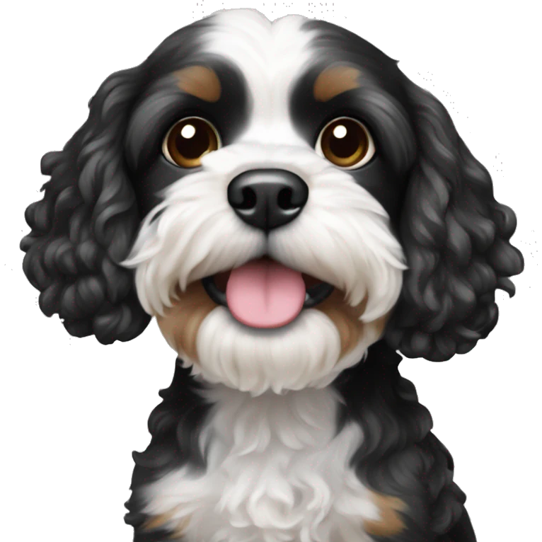 Black and white cavapoo  emoji