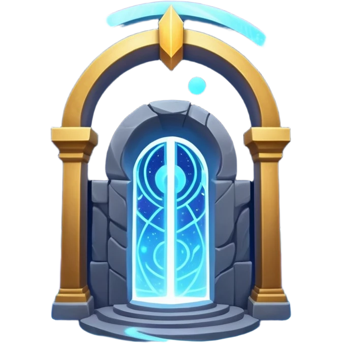 universe gate object icon, gigantic cosmic portal doorway, swirling galaxy energy inside, glowing starry aura, mystical space runes, fantasy sci-fi style, 3D cartoon, mobile game icon style, centered, clean background, no text, no watermark emoji