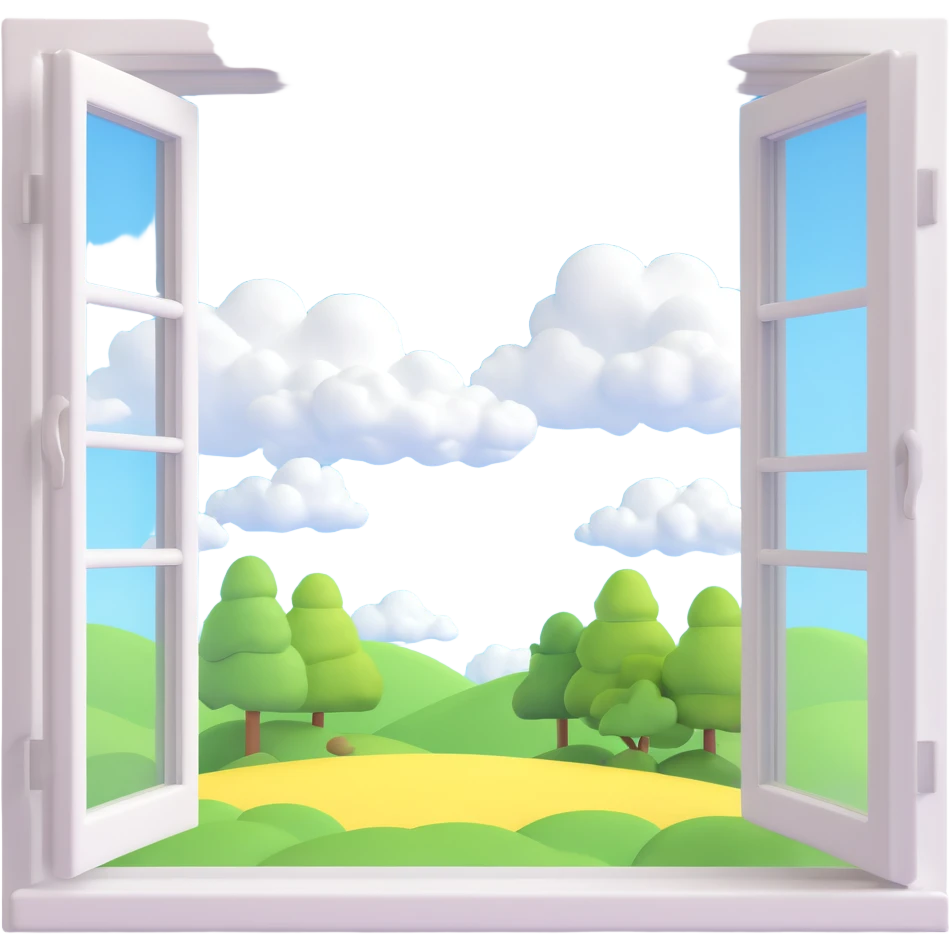 a big full width/height window with a idyllic scenery skylight and clouds visible emoji