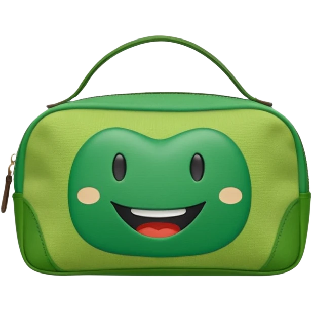 green cosmetic bag with the inscription smile hunter emoji