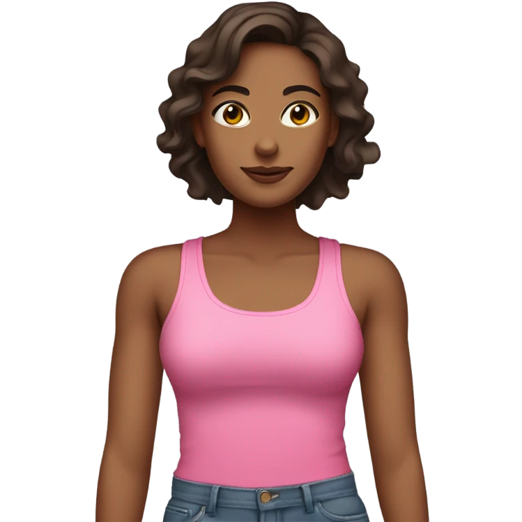 brunette brownskin woman in a pink tank top emoji