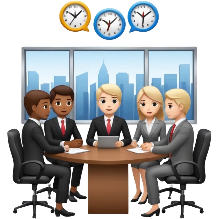a group of coworkers in meeting room emoji