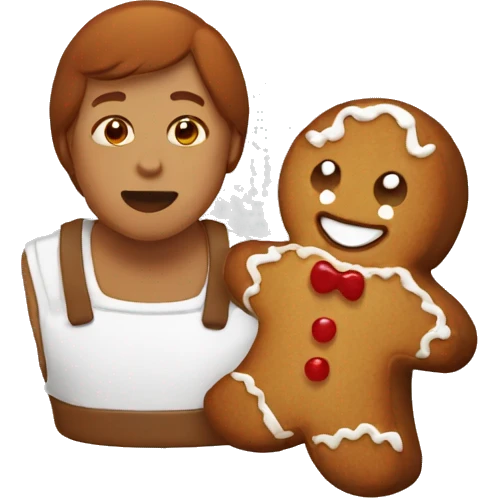 Dark readhead eats gingerbread emoji